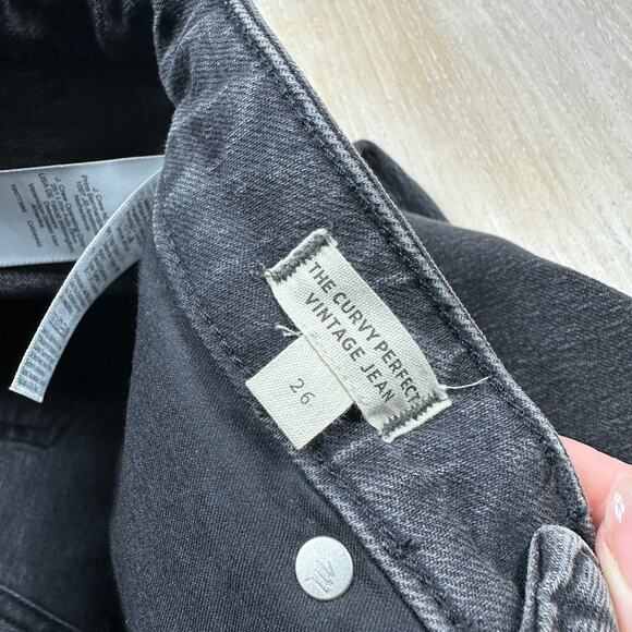 Madewell Curvy Perfect Vintage High Rise Straight Black Wash Denim Jeans 26 - Picture 9 of 15